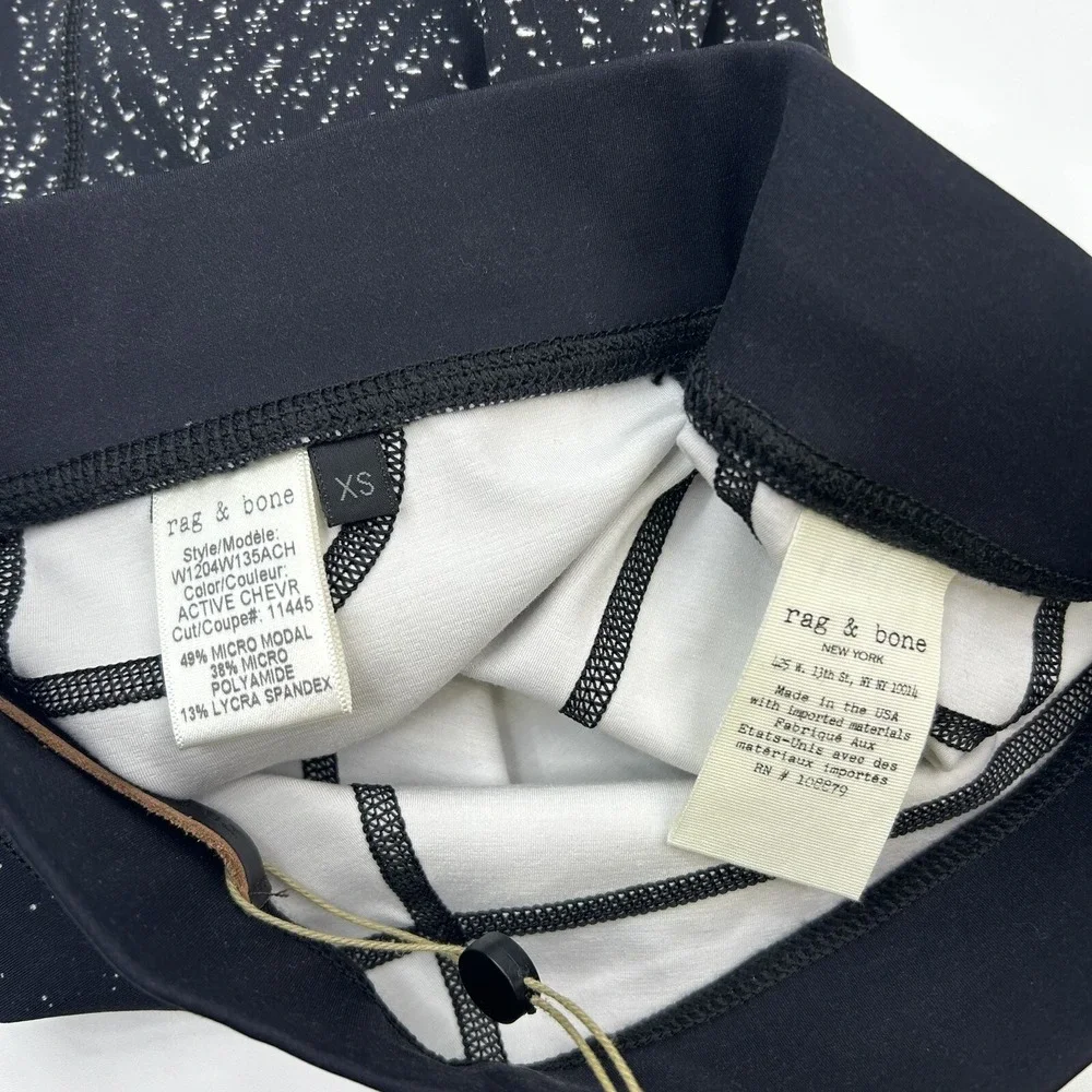 Rag & Bone Active Lawson Chevron Leggings Cropped Ankle Zip Size XS Black White - Picture 5 of 9